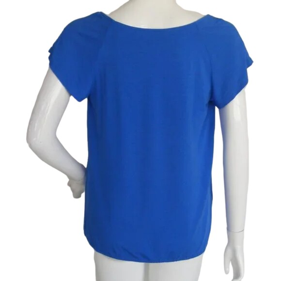 TOMMY BAHAMA Top, M, Blue, Scoop/Stretchy neckline, SS, Solid, TEE - Picture 4 of 9